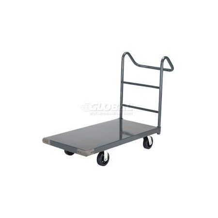 Global Equipment Steel Deck Truck 72x36 2000 Lb. Cap. 6" Rubber Casters - Ergo Handle 952129E
